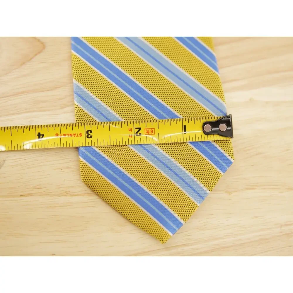 Brooks Brothers 346 Men's Tie Gold Blue Striped Repp Pure Silk Necktie